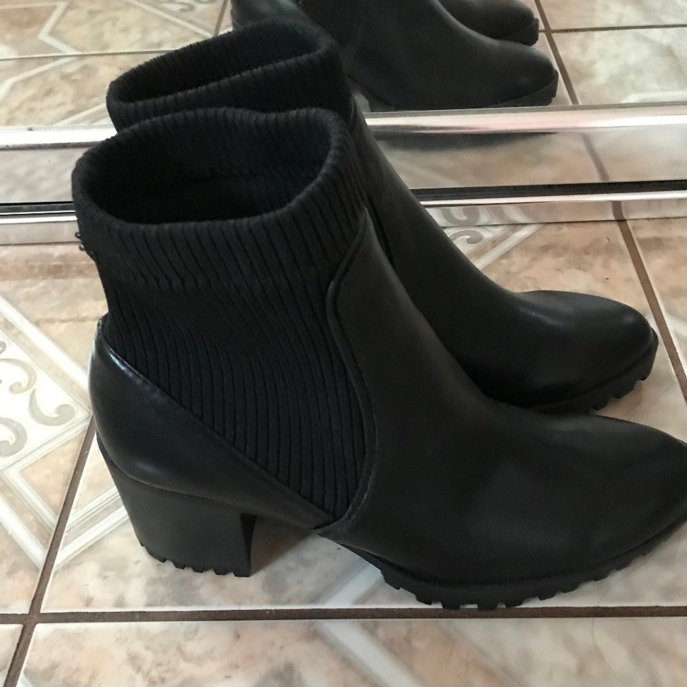 ZARA SOCK STYLE HEELED ANKLE BOOTS WITH LUG SOLES